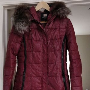 Women's Winter Coat with Fur Collar - Size S